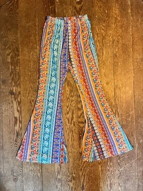 Multicolor Printed Bell-Bottom Pants